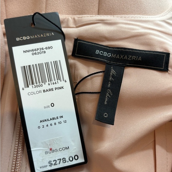 BCBGMaxAzria scoop neck fluted pink boho Polkadot wedding hem mini dress 0 NWT - Picture 3 of 16